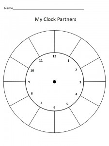 Clock partners sheet for choosing partners