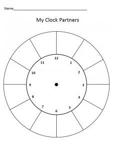 Clock partners sheet for choosing partners