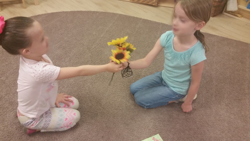 Practicing conflict resolution using the peace flower.