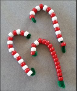 Beaded candy cane ornaments