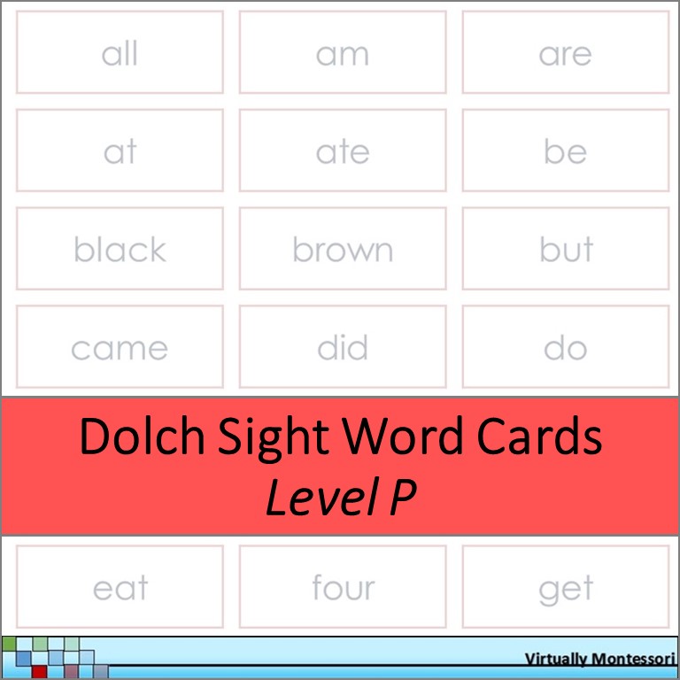 Dolch Sight Words Level P Cards Memory Game by Virtually Montessori