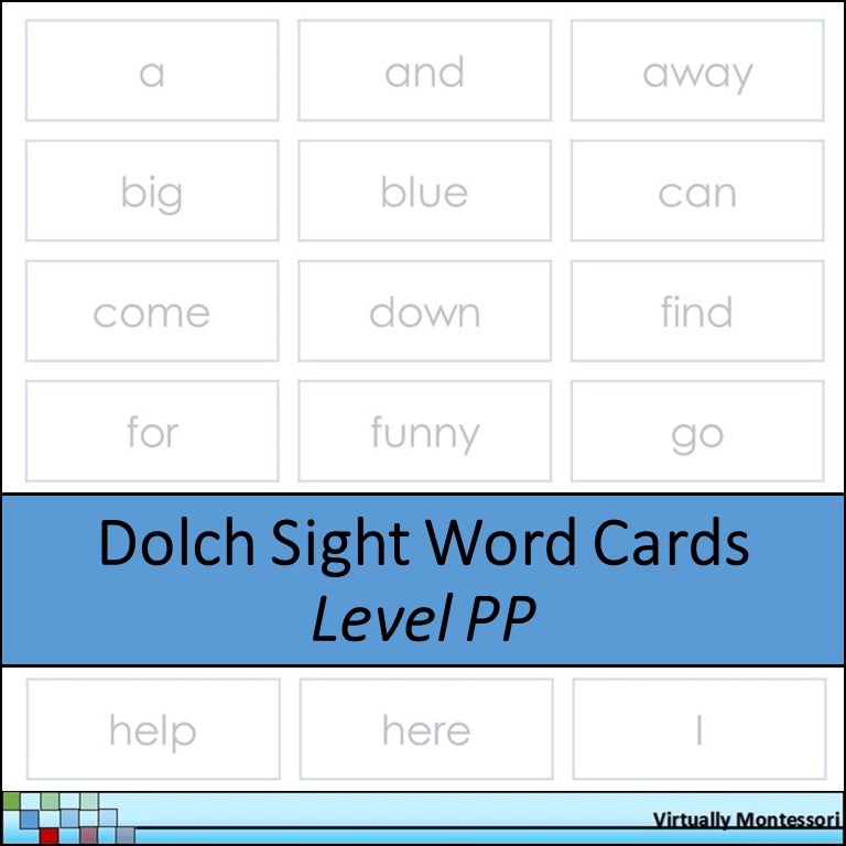 Dolch Sight Words Level PP by Virtually Montessori