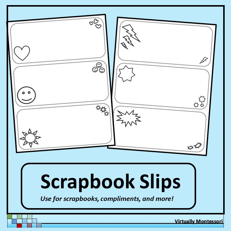 Scrapbook Compliment Slips Free by Virtually Montessori