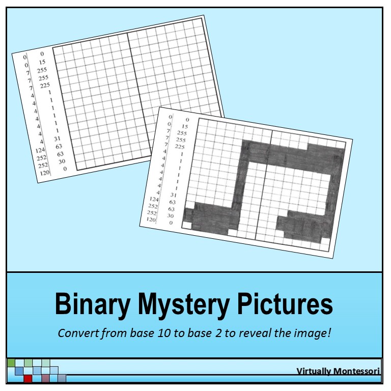 Binary Mystery Pictures by Virtually Montessori