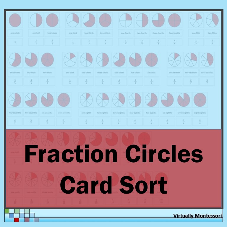 Fraction Circles Card Sort by Virtually Montessori