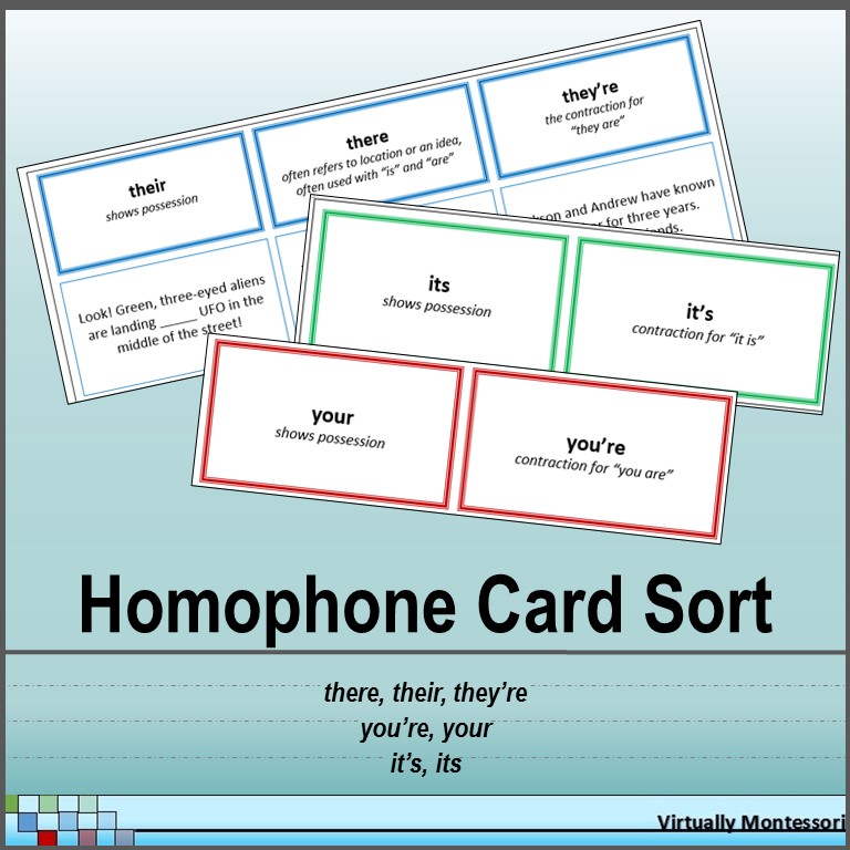 Homophone Card Sort Activity by Virtually Montessori