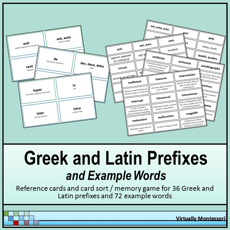Greek and Latin Prefixes Card Sort Activity