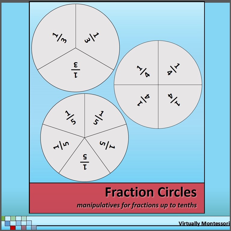 Fraction Circles Hands on Manipulatives by Virtually Montessori