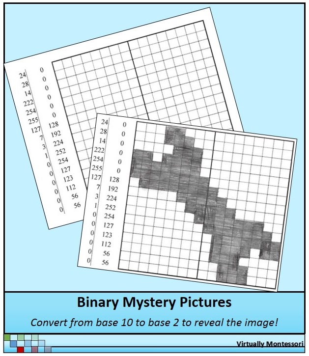 Binary Mystery Pictures by Virtually Montessori